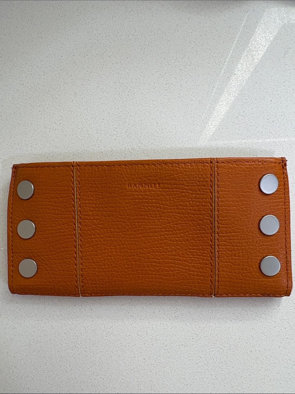 Hammitt 110 North Candlelight Orange Leather w/ Silver Rivets Wallet—Roomy! New